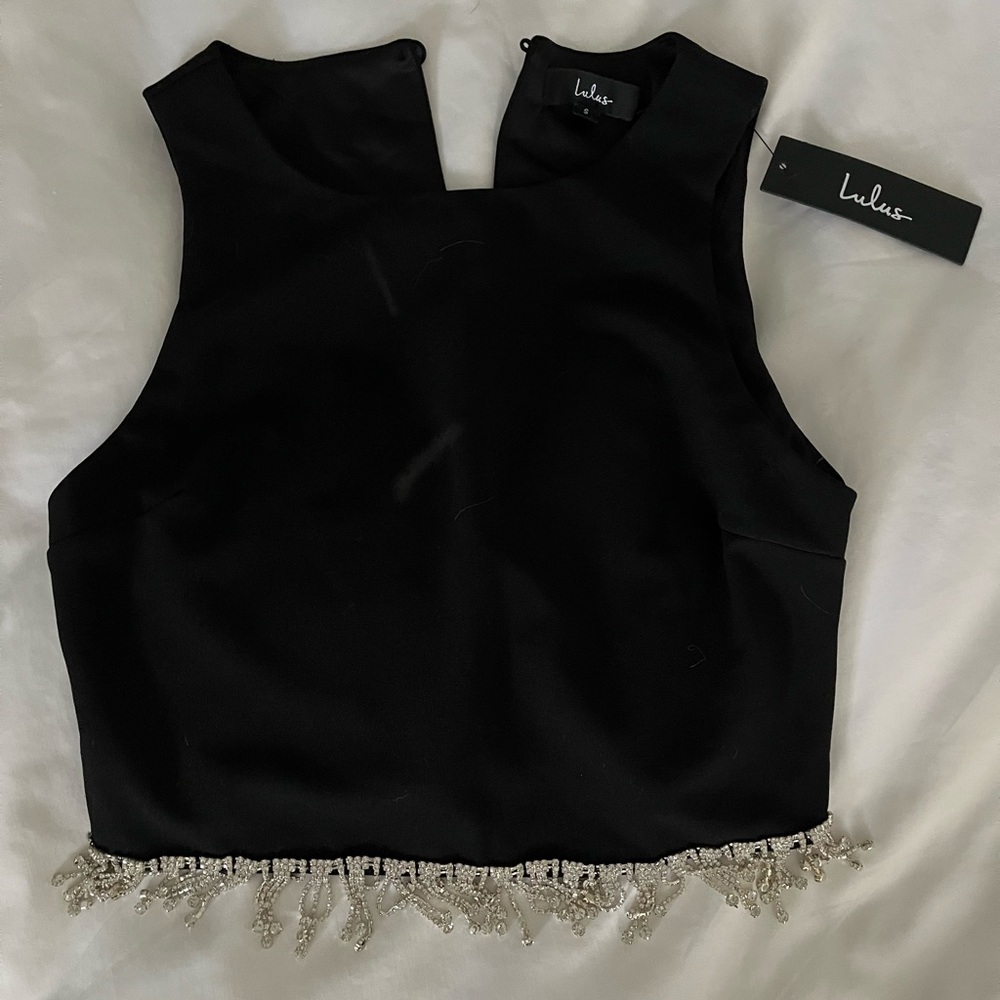 NWT Lulus Black Crop Top 🪩